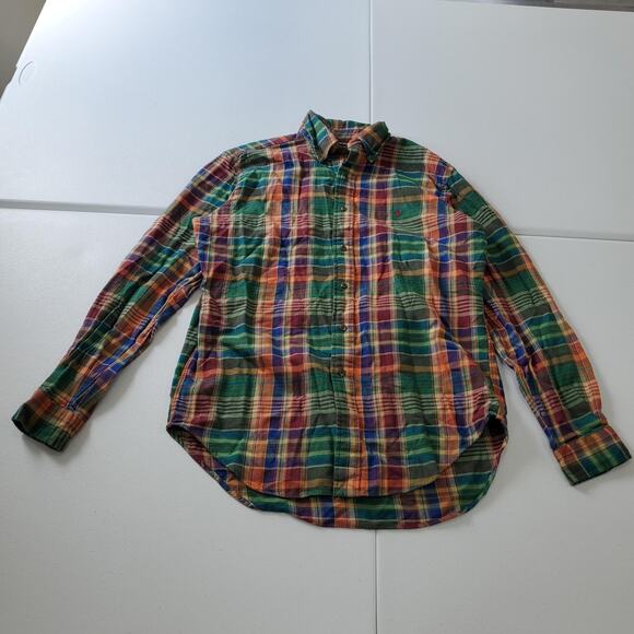 Ralph Lauren Shirt Men Medium Plaid Brown Classic Fit Button Down Cotton Flannel - Picture 1 of 8